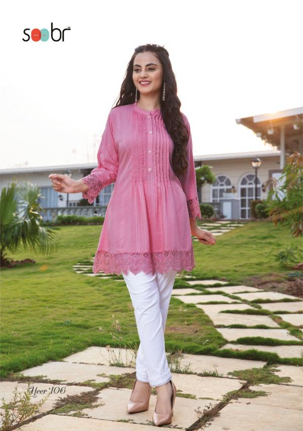 Heer Soobr Weaved Richi Buti Designer Schifly Work Tunic Collection